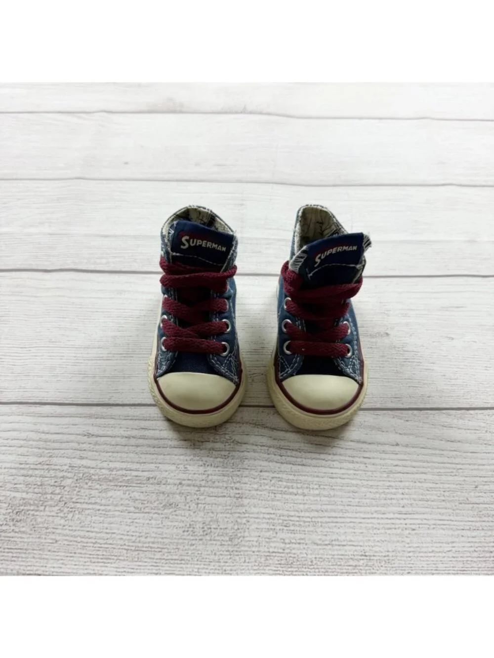 Converse All Star Superman High Top Denim Toddler Sneakers Blue Vintage Style 3